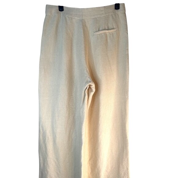 ZARA Womens Small Linen Beige Wide-Leg Pants - Picture 10 of 12